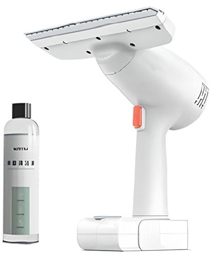 Nettoyeur de vitres portable 15 W, réservoir de 0,1 l, autonomie de 30 minutes, fonctions d'aspiration et de grattage pour verre et surfaces lisses, design compact de 29,6 cm