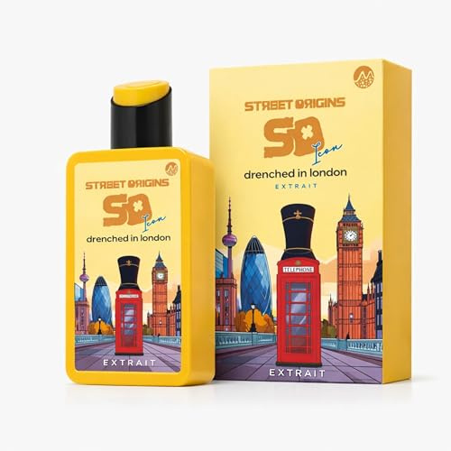 STREET ORIGINS London Parfüm Drenched in London Extrait de Parfum Herren Duft Zitrone Bergamotte Engelwurz Amber Moschus Sandelholz Moos Luxus Männerparfum langanhaltend intensiver Herrenduft 75 ml