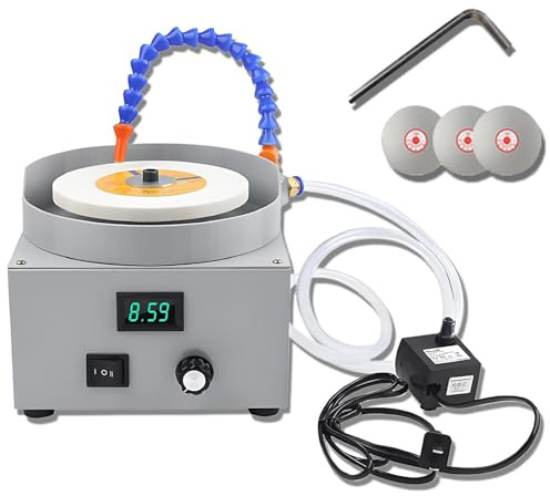 Electric Bench Sander and Sharpening Machine with Adjustable Speed, Includes Grinding Wheel and Diamond Discs