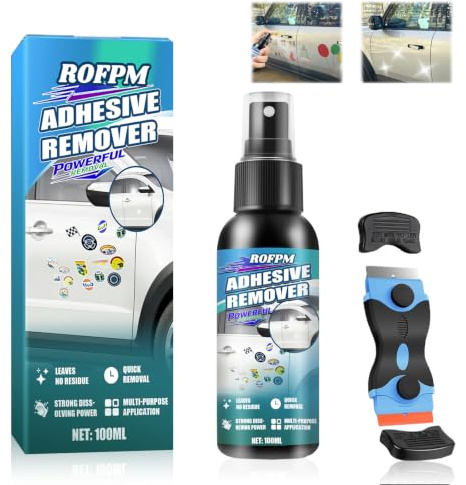 Disolvente Pegamento 100ML, Quita Pegamento Adhesivo, Removedor de Pegamentos, Elimina Rápidamente Etiquetas y Residuos de Adhesivo de Las Superficies, de Vidrio Superficie del Coche
