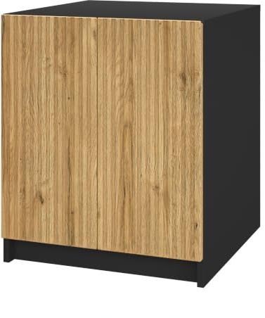 Druckerkommode Rivo, Aktenschrank mit 2 Fächern und 2 Türen, Druckerschrank in Weiß matt/Eiche geriffelt, (51 x 60,5 x 54 cm)