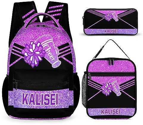 Amabery Ensemble de 3 sacs à dos personnalisés pour ordinateur portable, sac de voyage pour pom-pom girl pour femmes, S1 - Cheerleading 03, standard, Décontracté
