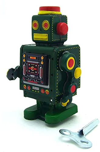 AYUNJIE Retro Wind Up Toy MS519 Robot Nostalgic Photography Props Creative Tin Toys Vintage Kids Gift (Green)