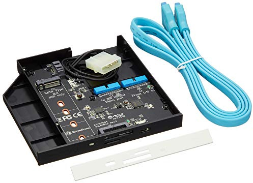 SilverStone SST-FPS01-C - Bahía óptica delgada con carga mediante bandeja de 12,7mm con 1x USB3.0, 1x USB 3.0 Tipo C, Lector de tarjetas, Zócalo M.2 SATA para SSD