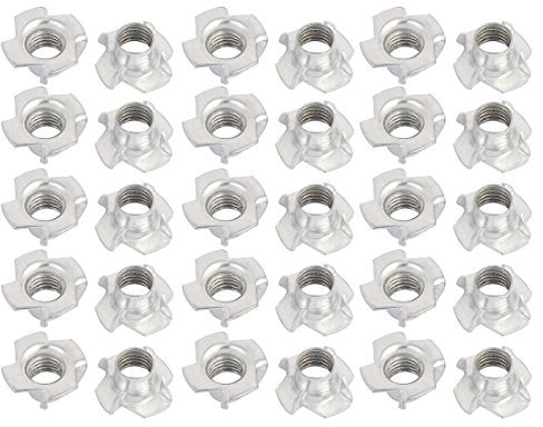 sourcing map M10 x 10,5mm 4 Dentado T Tuercas Cautivo Ciego Insertos 30Uds para Madera Mueble