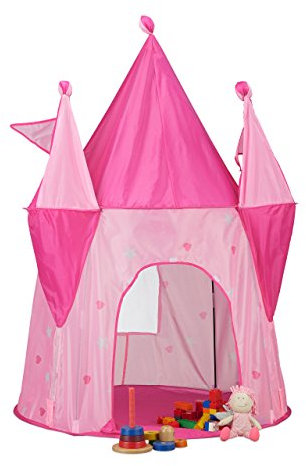 Relaxdays Spielzelt Schloss, Kinderzelt Mädchen, Kinderspielzelt Prinzessin, ab 3 Jahre, HxBxT: 150 x 100 x 100 cm, rosa