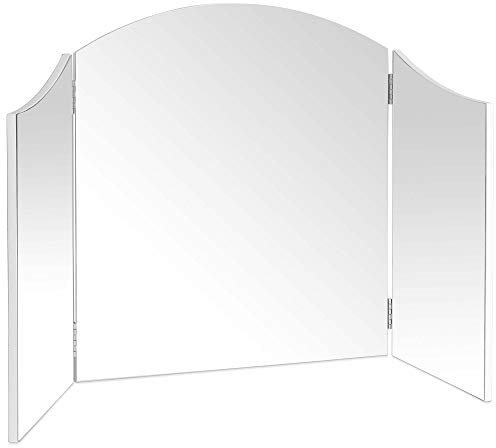 Beautify Makeup Mirror, Large Dressing Table Bevelled Beauty Mirror, Tri-Fold and Adjustable for Vanity Table, Free-Standing Tabletop Cosmetic Mirror w/Swing Hinges, for Professional Hair & Makeup