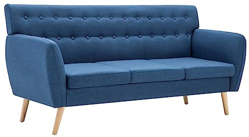 vidaXL Divano a 3 Posti Imbottito in Stoffa 172x70x82 cm Blu Canapé Dormeuse