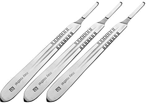 May - 3 x Skalpellhalter Figur Nr 4 - Skalpellgriff - Klingenhalter für Einmal-Sklapellklingen - Edelstahl