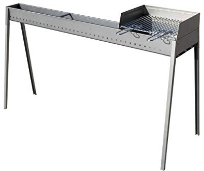 LISA s.r.l. Canalina Cuoci Arrosticini Acciaio Inox con Barbecue paratia e griglia 100+40 cm Milano Grill a Carbone