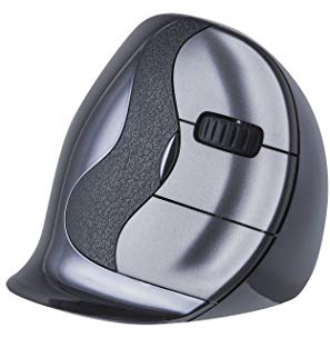 BakkerElkhuizen Evoluent D Wireless Large, ergonomische vertikale Maus, Schwarz/Dunkelgrau/Silber