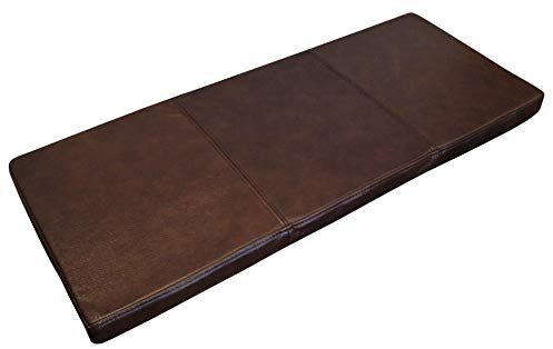 Quattro Meble Dunkelbraunes Glanz Echtleder Bankauflage Sitzkissen Lederkissen Sitzpolster Bank Auflage doppelt genähtes Echt Leder Kissen Sitzauflage (35 x 150 cm)