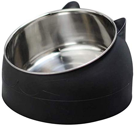 400ML Edelstahl Haustier Katzennapf, Katzenfutter, Katzenfutter, Katzenfutter, Katzen-Wassernapf, Mehrzweck-Haustier-Futternapf, für Tierfutter und Wasser-Futterspender (schwarz)