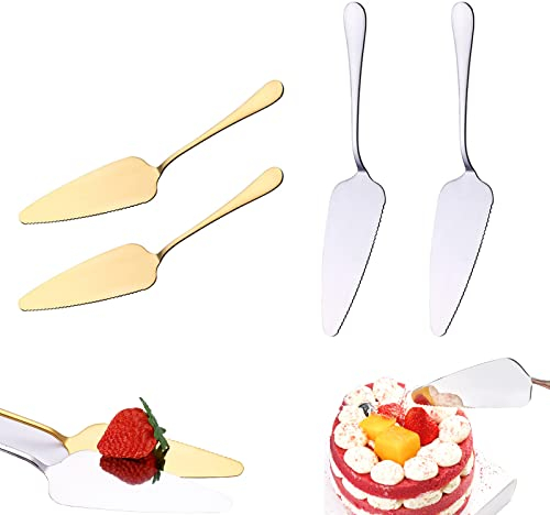 Sprießen Coltello da Torta Posate, Coltello Paletta da Cucina, 4 Pezzi Pala per Torta Acciaio Inossidabile Lucido per Matrimoni, Ristoranti, Feste, tè Pomeridiano