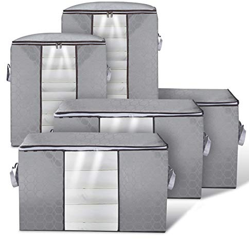 guansheng Aufbewahrungstasche für Unterbett, 5 Aufbewahrungstaschen, Kleidung, Aufbewahrungsbox, Steppdecke, sehr groß, für Kleidung