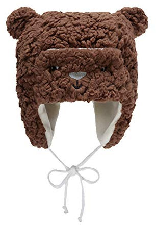 FOLDING Fliegermütze Baby Boy und Girl Lamb Wolle Winter-Vlies-Ski-Winter-Hut mit warmen Ohrenklappen Outdoor-Aktivitäten (Color : Brown)