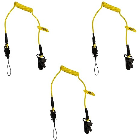 BearTOOLS elastisches Mikrospulen Werkzeugseil für den Schutzhelm, maximale Belastung 0,9kg, 50cm Doppelbefestigung | Werkzeugseil fuer kleine Werkzeuge, Helme | Wird auf Bau (3er-Pack)