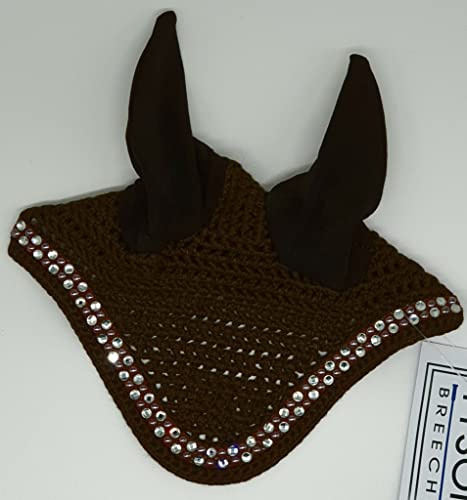 Fliegenohren Fliegenhaube Minishetty Shetty Baumwolle Glitzer Strass Schwarz Braun Rosegold Tysons Fliegenschutz Ohren Minipony (Minishetty, Braun)