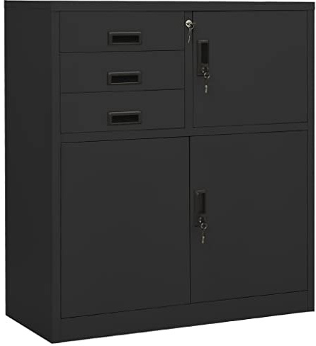 vidaXL Dokumentskåp antracit 90x40x102 cm stål, dokumentskåp, stålskåp, förvaringsskåp, arkivskåp, metallskåp