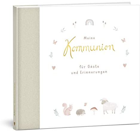 mintkind® Gästebuch Meine Kommunion – Wald Design, Erinnerungsalbum | Buch und Fotoalbum zum Selbstgestalten für Mädchen und Jungen – personalisiertes Geschenk zur Feier