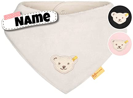 Steiff Halstuch Baby personalisiertes Dreieckstuch | Fleece | individuell bestickt mit Namen | 0-3 Jahre | kuschelig warm | 3 Farben (Wind-Chime Fleece)
