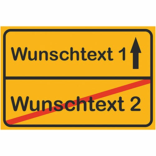 INDIGOS UG - WUNSCHTEXT Schild - 30x20cm - Aufkleber - Ortsschild mit eigenem Namen oder Text - personalisiert - Wunschtext individuell - Ortsname, Funschild, Namensschild
