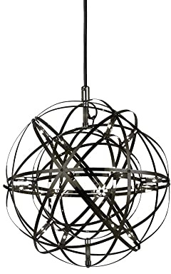 s.luce Atom LED Pendelleuchte Dimmbar Wohnzimmer Hängelampe modern, Farbe Schwarzchrom, Größe Ø 30cm