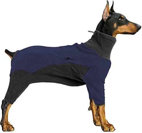 DHGTEP Hundemantel Winter Hund Fleece-Pullover mit Beinen, Hohe Kragen Onesie Hundejacken Jumpsuit Cozy Clothes Vest für kleine mittlere große Hunde Wandern Reisen Schlaf (Color : Blau, Size : M)