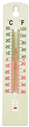 PARENCE - Thermomètre mural en plastique pour usage intérieur ou extérieur - Blanc, -50 à +50 °C - Celsius + Farhenheit/Taille: 20 cm