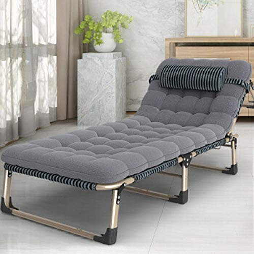Folding Sun Lounger, Folding Deck Chairs, Adjustable Sun Loungers and Sunbeds for Outdoor Balcony Gardens-Gold Rod Stripes Interesting Life