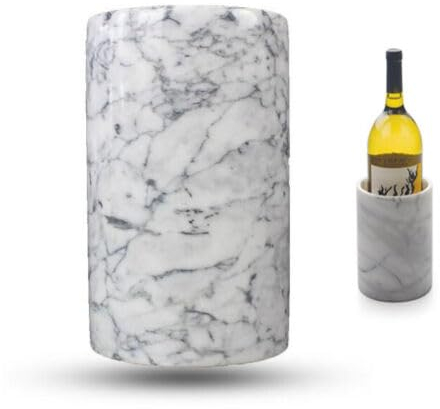 Kicthen Utensil Marble Stone Design Wine Bottle Cooler Flower Vase (Colour: White/Gray)