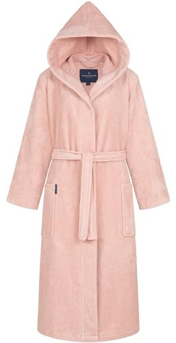 Morgenstern Bademantel Damen Kapuze Frottee-Samt Morgenmantel Lang M Rosa