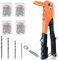 WUFANC Rivettatrice Manuale con 200 Pezzi Rivetti, 4 Punte in Acciaio Carbonio, 4 Teste Intercambiabili, 4 Misure Rivetti 2,4MM-3,2MM-4,0MM-4,8MM, Rivettatrice per Inserti Filettati Ciechi per Fai Da