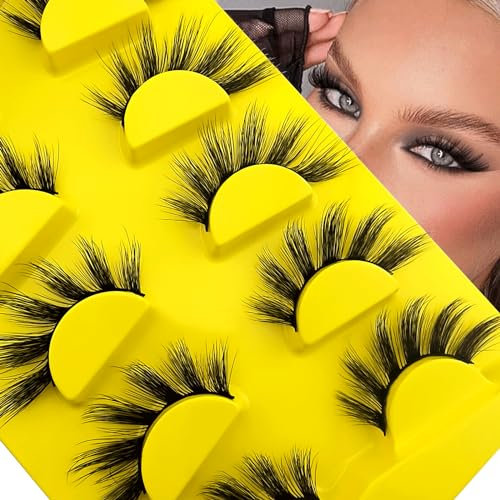 3D Faux cils œil de chat, Cat-Eye naturel Extensions de cils artificiels, Fox Eye Faux cils artificiels aspect naturel, 5 paires réutilisables Faux cils de Mink légers(Mao-6)