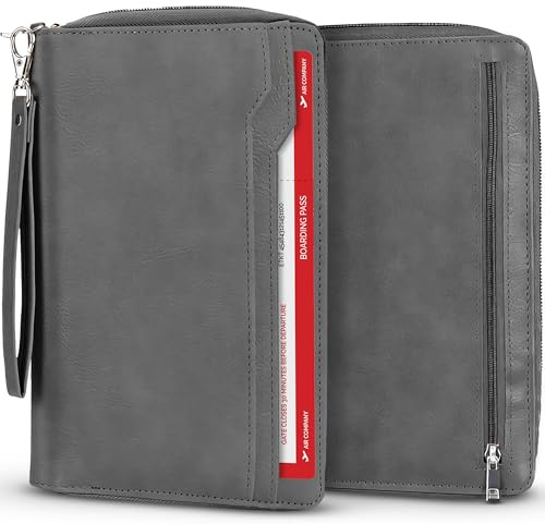Navaris Reiseorganizer - Reisepass Tasche für die Familie - Reiseunterlagen Organizer - Reisedokumententasche - Passport Tasche - Für 6 Pässe - Kunstleder - Schwarz