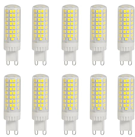 HUAMu G9 LED-Leuchtmittel, 10W, entspricht 100W Halogenlampe, 1000 lm, kaltweiß 6000K, 95 LED Chips, 360° Abstrahlwinkel, AC 220–240 V, nicht dimmbar, energiesparend, 10 Stück