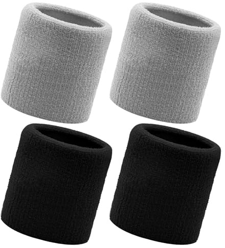 Flintronic 2/4/6 Pcs Muñequeras para el Sudor, Wristbands Compresivas, Muñequeras Deportivas Unisexo, Mangas Protectoras de Dedos, Suave y Gruesa para Baloncesto, Gimnasio, Gimnasia, Tenis