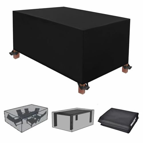 NXMYDBD Abdeckung für Gartenmöbel 215x110x80cm/LxWxH 420D Oxford Rechteckig Wasserdicht und Winterfest Gartentische Abdeckung Tisch Abdeckplane Schutzhülle für Gartentische und Möbelsets Gartentisch