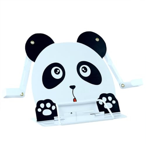 Buchständer Metall Leseständer Verstellbar Kochbuchhalter Cartoon Panda Lesehalter Multifunktional Faltbar Buchstützen Kinder Erwachsene Bücherständer für Lesen Küche Büro Notenheft