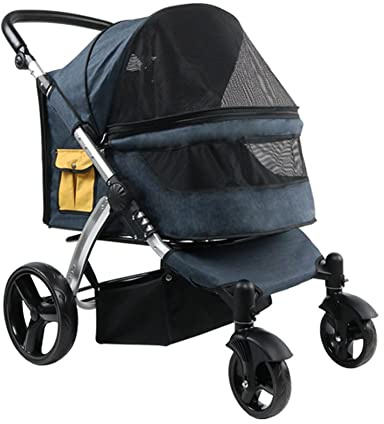 Poussette De Chat Chien Chariot Pliant Pet Roadster De Jogging Chariot De Transport pour Animaux avec Panier De Rangement Imperméable Tissu Oxford Capacité 60 Kg