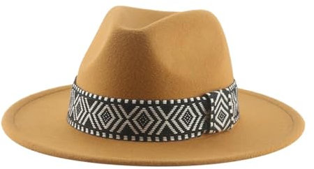 Fedora Trilby Filzhut Hut Männer Hut Jazz Caps Panama Hüte Breite Krempe Solide Band Druck Frauen Hüte Filz Casual Kleid Männer Frauen Hut 52-54 cm (Kinder) Khaki02