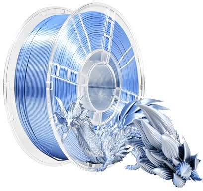 iBOSS PLA Plus 3D-Drucker-Filament, PLA+ 1,75 mm, zweifarbig, 3D-Druck-Filament, glänzend, Co-Extrusion, 1 kg (2,2 lbs), Silk zweifarbig, Blau Silber