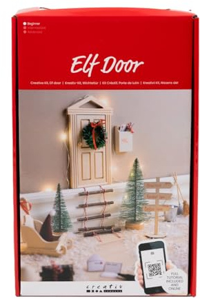 Kaladia Kreativ Set Wichteltür Skandinavischer Adventskalender - Wichteltür als Bausatz mit vielseitigem Zubehör - magischer Eingang für Feen, Elfen und Wichtel - perfekt für die Adventszeit - 1 Pck
