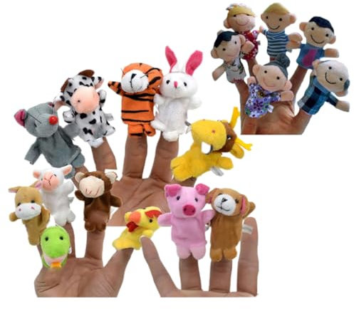 18pcs Tierfingerpuppen für Kinder, Handpuppen für Kinder, kleine Fingerplüsch -Tierfiguren für Kleinkinder Baby Geburtstagsgeschenk