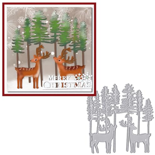 Winter Reindeer Die Cuts for Card Making, Forest Elk Cutting Dies Cute Deer Dies Stencils Embossing Template for Scrapbooking DIY Cards Album Crafts Supplies