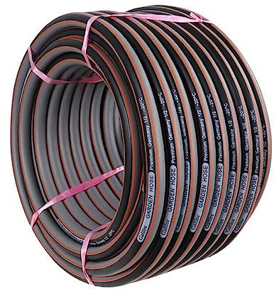 FYZLOIPU Flexible Hose Pipe Reel with 3/4, 1/2 Fittings, 12.5mm ID X 17mm OD Plastic Rubber Tube, High Pressure Washer Hose for Car Washing Garden Cleaning