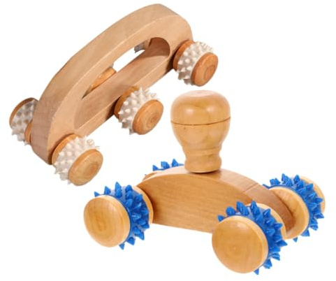 2 Stück Fußmassagerolle für Massage und Entspannung | Handmassagegerät für Rücken, Holzrollenmassagegerät für Körper, Nackenrolle