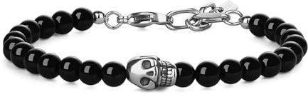 GAVU Bracelet Perle Homme, Bracelet à Charms, Bracelet Tête de Mort Homme