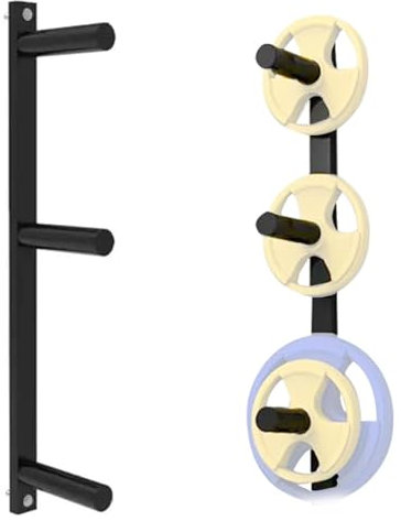 MTTXY Fitness-Hantelscheiben-Aufbewahrungsregal, Hantelscheibenhalter, Wandmontage, Stoßstangenplatten-Aufbewahrung für Heim-Fitnessstudio, Passend für 2-Zoll-Olympia-Platten,3-peg
