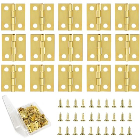 50 Stück Mini-Dampfer klein, 15 x 18 mm Scharniere kleine Mini-Dampfer Modell Konstruktion Scharniere Messingscharniere mit 200 Schrauben für Schmuck, Holzkiste, Handwerk